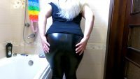 Noisy Leather Fart Scats - Pregnancy Cosplay Farts & Shits in Leggings 00004